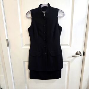 Vintage Black Sleeveless Button-Up Dress